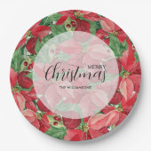 Red Poinsettias Kerstmis Papieren Bordje (Voorkant)