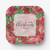 Red Poinsettias Kerstmis Papieren Bordje (Voorkant)