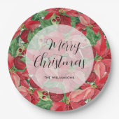 Red Poinsettias Kerstmis Papieren Bordje (Voorkant)