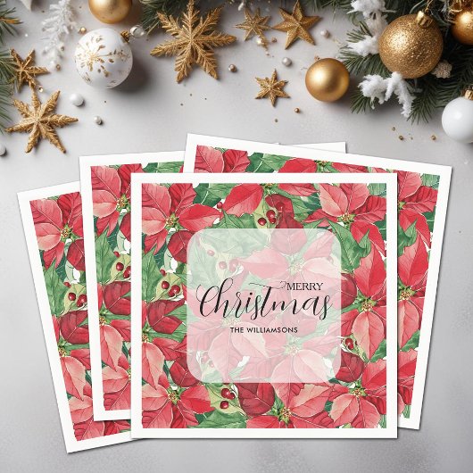 Red Poinsettias Kerstmis Servet