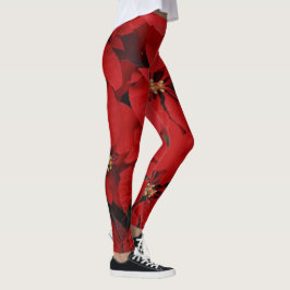 Red Poinsettias Leggings