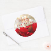 Red Poinsettias Merry kerstakeh-lampjes Ronde Sticker (Envelop)
