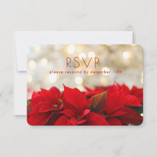 Red Poinsettias met Golden Bokeh-kerst RSVP