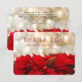 Red Poinsettias met Golden Bokeh-kerstBedankt Bedankkaart (Voorkant / Achterkant)