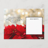 Red Poinsettias met Golden Bokeh-kerstBedankt Briefkaart (Achterkant)