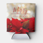 Red Poinsettias met Golden Bokeh Kerstmis Blikjeskoeler (Voorkant)