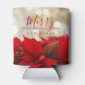 Red Poinsettias met Golden Bokeh Kerstmis Blikjeskoeler (Achterkant)