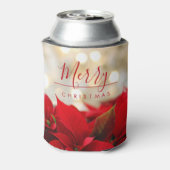 Red Poinsettias met Golden Bokeh Kerstmis Blikjeskoeler (Blikje Achterkant)