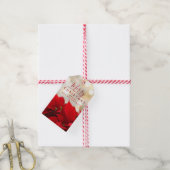 Red Poinsettias met Golden Bokeh Kerstmis Cadeaulabel (Met Touw)