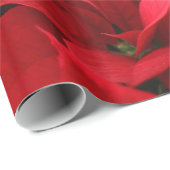 Red Poinsettias met Golden Bokeh Kerstmis Cadeaupapier (Rol Hoek)