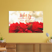 Red Poinsettias met Golden Bokeh Kerstmis Canvas Afdruk (Insitu (Woonkamer))