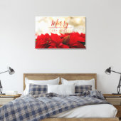 Red Poinsettias met Golden Bokeh Kerstmis Canvas Afdruk (Insitu (Slaapkamer))