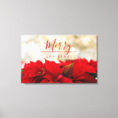 Red Poinsettias met Golden Bokeh Kerstmis Canvas Afdruk (Voorkant)
