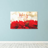 Red Poinsettias met Golden Bokeh Kerstmis Canvas Afdruk (Insitu (Houten vloer))
