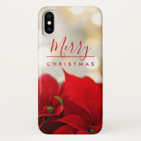 Red Poinsettias met Golden Bokeh Kerstmis