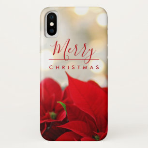 Red Poinsettias met Golden Bokeh Kerstmis Case-Mate iPhone Case
