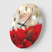 Red Poinsettias met Golden Bokeh Kerstmis Grote Klok (Hoek)