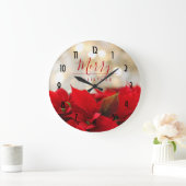 Red Poinsettias met Golden Bokeh Kerstmis Grote Klok (Huis)