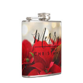 Red Poinsettias met Golden Bokeh Kerstmis Heupfles (Rechts)