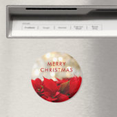 Red Poinsettias met Golden Bokeh Kerstmis Magneet (Insitu (Vaatwasser))