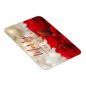 Red Poinsettias met Golden Bokeh Kerstmis Magneet (Rechterzijde)