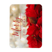 Red Poinsettias met Golden Bokeh Kerstmis Magneet (Verticaal)