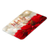 Red Poinsettias met Golden Bokeh Kerstmis Magneet (Linkerzijde)