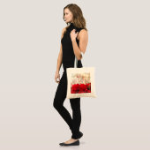 Red Poinsettias met Golden Bokeh Kerstmis Tote Bag (Voorkant (model))