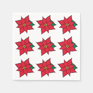 Red Poinsettias Napkins Servetten