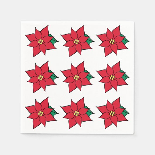 Red Poinsettias Napkins Servetten (Voorkant)