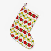 Red Poinsettias Pattern Small Kerststop Kleine Kerstsok (Voorkant (Hangend))