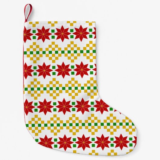 Red Poinsettias Pattern Small Kerststop Kleine Kerstsok (Voorkant)