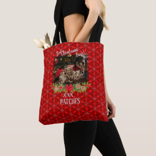 Red Poinsettias Pet Foto van beste kerst ooit Tote Bag