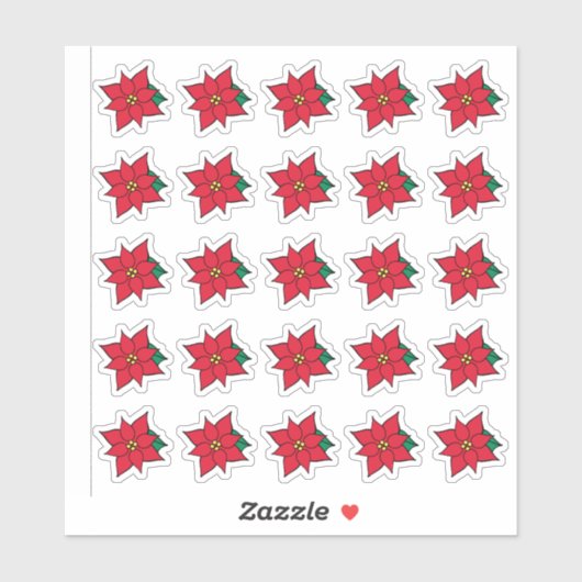 Red Poinsettias Stickers  (Vel)