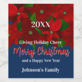 Red Poinsettias Wijn Etiket (Enkel label)