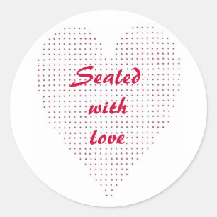 Red Pointillism Heart, Verzegeld met Liefde Sticke Ronde Sticker