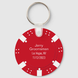 Red Poker Chip Casino Thed Wedding Favor Sleutelhanger