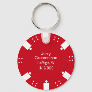 Red Poker Chip Casino Thed Wedding Favor Sleutelhanger