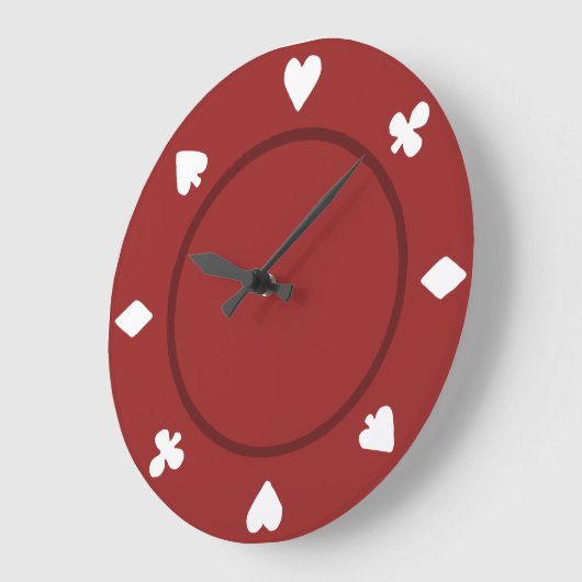 Red Poker Chip Clock Grote Klok (Hoek)