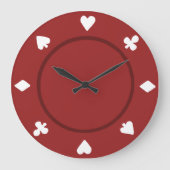 Red Poker Chip Clock Grote Klok (Voorkant)
