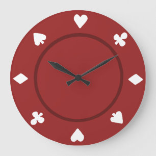 Red Poker Chip Clock Grote Klok