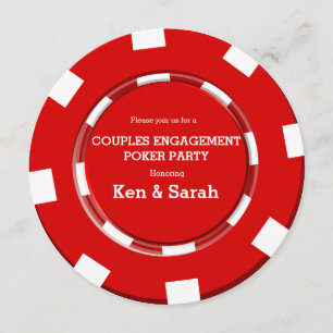 Red Poker Chip Heart Verloving Weddenschap Kaart