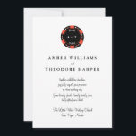 Red Poker Chip Monogram Vegas Wedding Invitation Kaart<br><div class="desc">Wat is beter voor een Vegas bruiloft dan een poker chip monogram en stijlvolle type? Alles wat je nodig hebt is liefde en een getuige of twee! � 2Birdstone 2013 | Fotografie �Shanna Russell fotografie 2013</div>