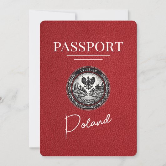 Red Poland Passport Bewaar de datum Save The Date (Voorkant)