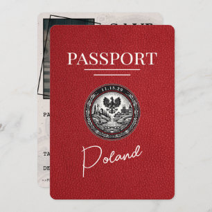 Red Poland Passport Bewaar de datum Save The Date