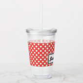 Red Polka Dot and Black Cat Personalized Acryl Drinkbeker (Voorkant)