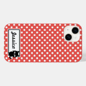 Red Polka Dot and Black Cat Personalized Case-Mate iPhone Case (Achterkant (horizontaal))