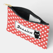Red Polka Dot and Black Cat Personalized Etui (Open)
