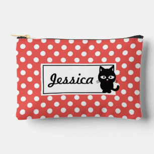 Red Polka Dot and Black Cat Personalized Etui