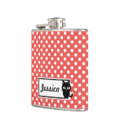 Red Polka Dot and Black Cat Personalized Heupfles (Links)